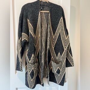 Joan Vass Plus Size Drape Front Sweater Gray & Cream size 3X